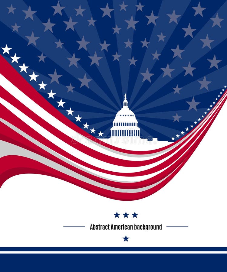 Patriotic American background with abstract USA flag and White house. Vector vector illustration Patriotic American background with abstract USA flag and White house. Vector vector illustration