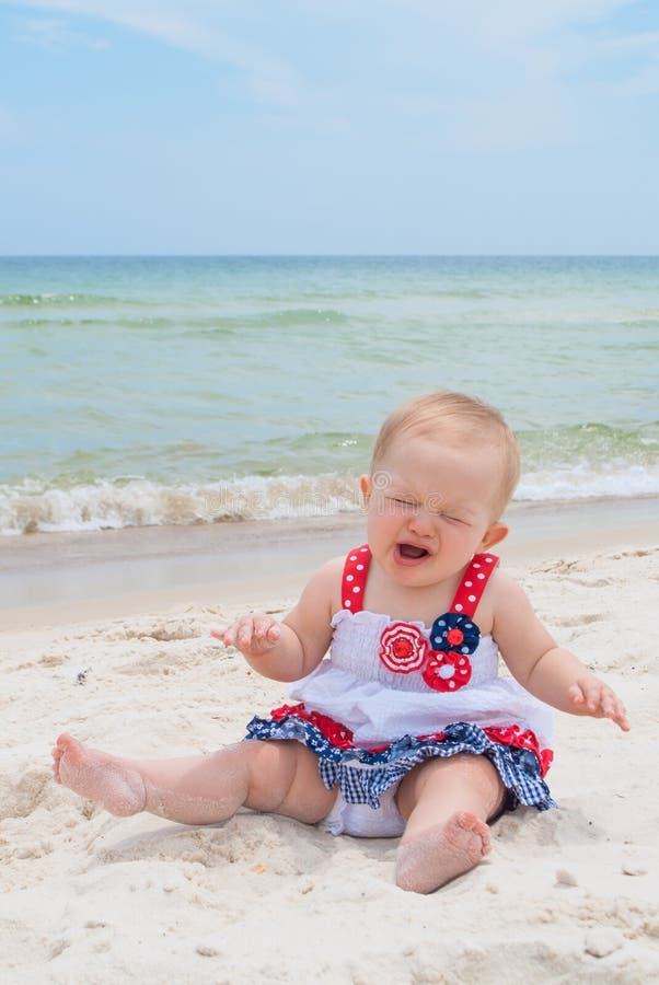 July 4th Patriotic Baby Girl at the Beach