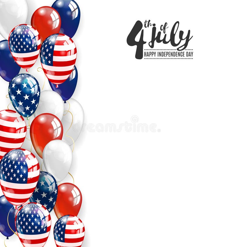 Patriotic border of multicolored balloons. 4 July Independence Day background. Vector realistic balloons vector illustration Patriotic border of multicolored balloons. 4 July Independence Day background. Vector realistic balloons vector illustration