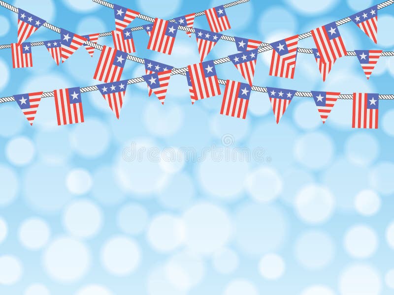 Patriotic bunting flags on bokeh background vector illustration Patriotic bunting flags on bokeh background vector illustration