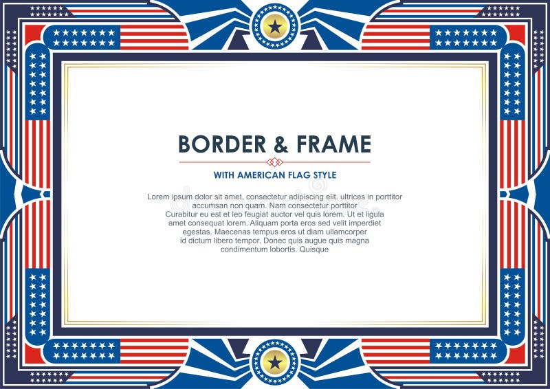Patriotic Frame Or Border With American Flag Style And Color Design Stock Vector Illustration Of Beauty Celebrate 127033536