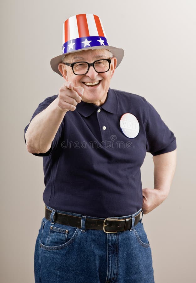 Patriotic man in American flag hat