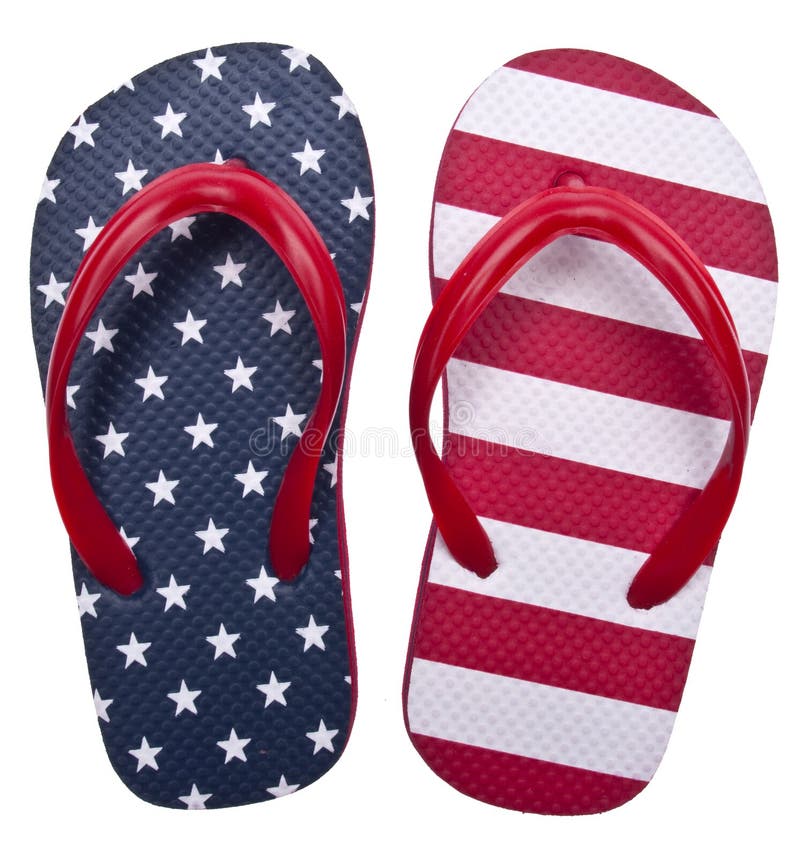 Patriotic Red White and Blue Flip Flop Sandals royalty free stock photos Patriotic Red White and Blue Flip Flop Sandals royalty free stock photos