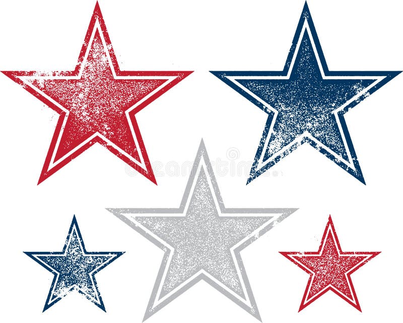 Distressed vector patriotic stars perfect for fourth of July and other national holidays. Distressed vector patriotic stars perfect for fourth of July and other national holidays.