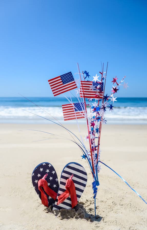 Patriotic USA Background on the Sandy Beach Stock Photo - Image of ...