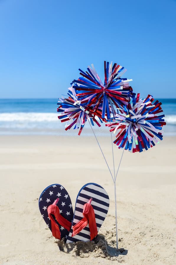 Patriotic USA Background on the Sandy Beach Stock Image - Image of calm ...