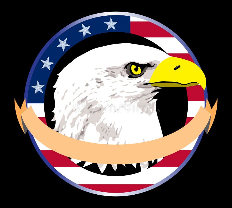 Patriotiska skalliga Eagle Head Logo Illustration stock illustrationer Patriotiska skalliga Eagle Head Logo Illustration stock illustrationer