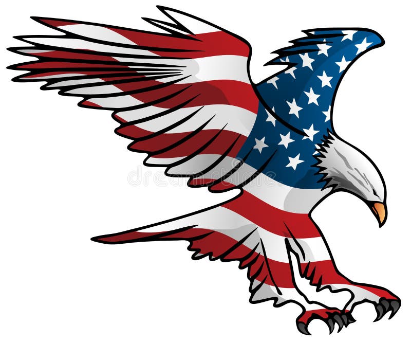 Patriotyczna Latająca flagi amerykańskiej Eagle wektoru ilustracja