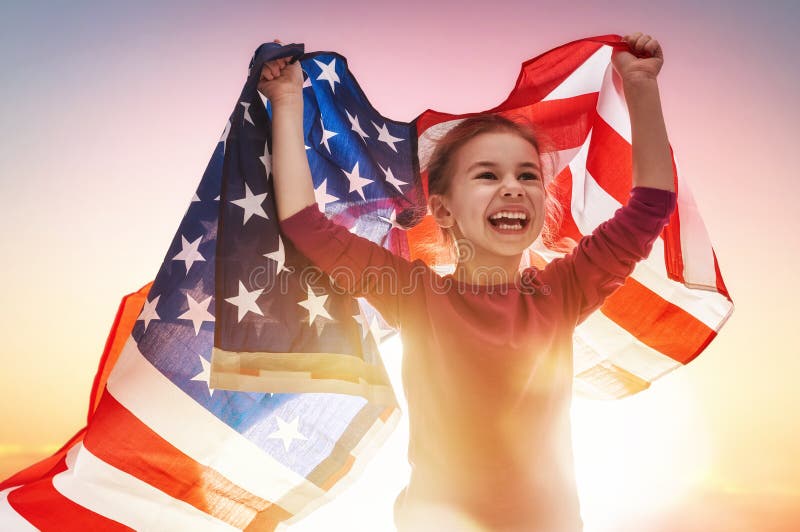 Patriotyczny wakacje i szczęśliwy dzieciak obrazy stock Patriotyczny wakacje i szczęśliwy dzieciak obrazy stock