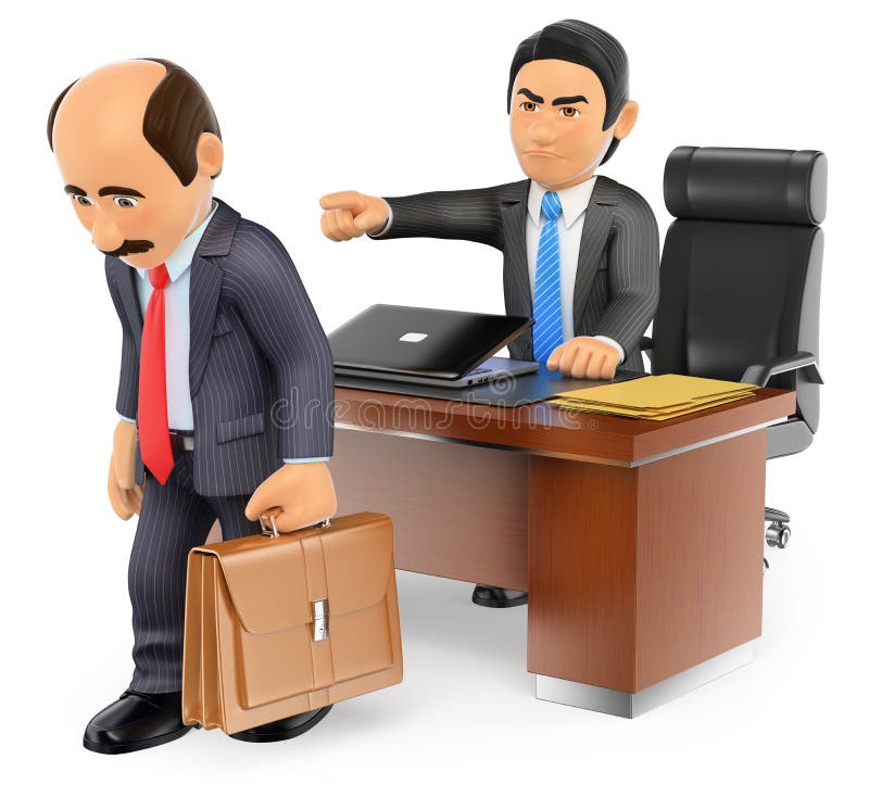 patron de l'homme d'affaires 3D mettant le feu à un employé illustration stock patron de l'homme d'affaires 3D mettant le feu à un employé illustration stock