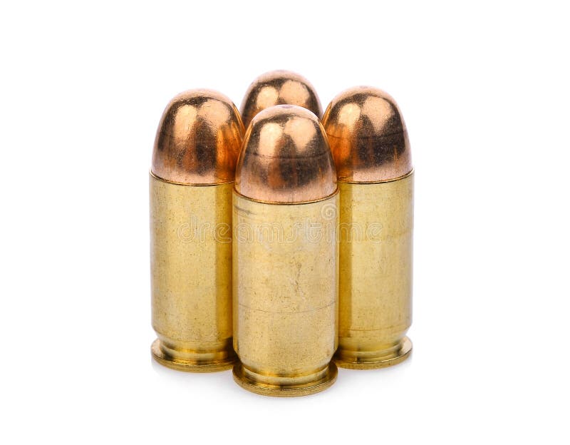 Patronen van 45 de pistolen munitie, volledig metaaljasje van ACS royalty-vrije stock afbeelding Patronen van 45 de pistolen munitie, volledig metaaljasje van ACS royalty-vrije stock afbeelding