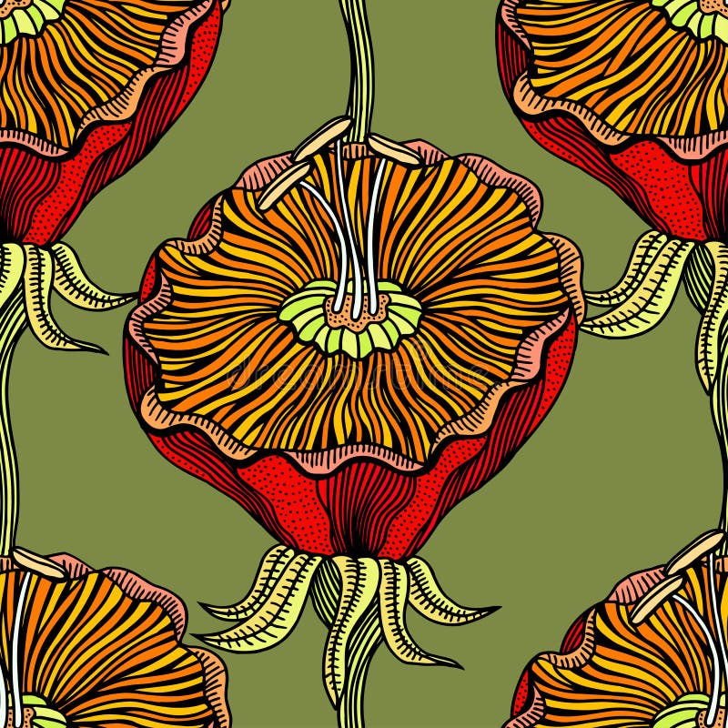 Patroon met hand getrokken bloemen royalty-vrije illustratie