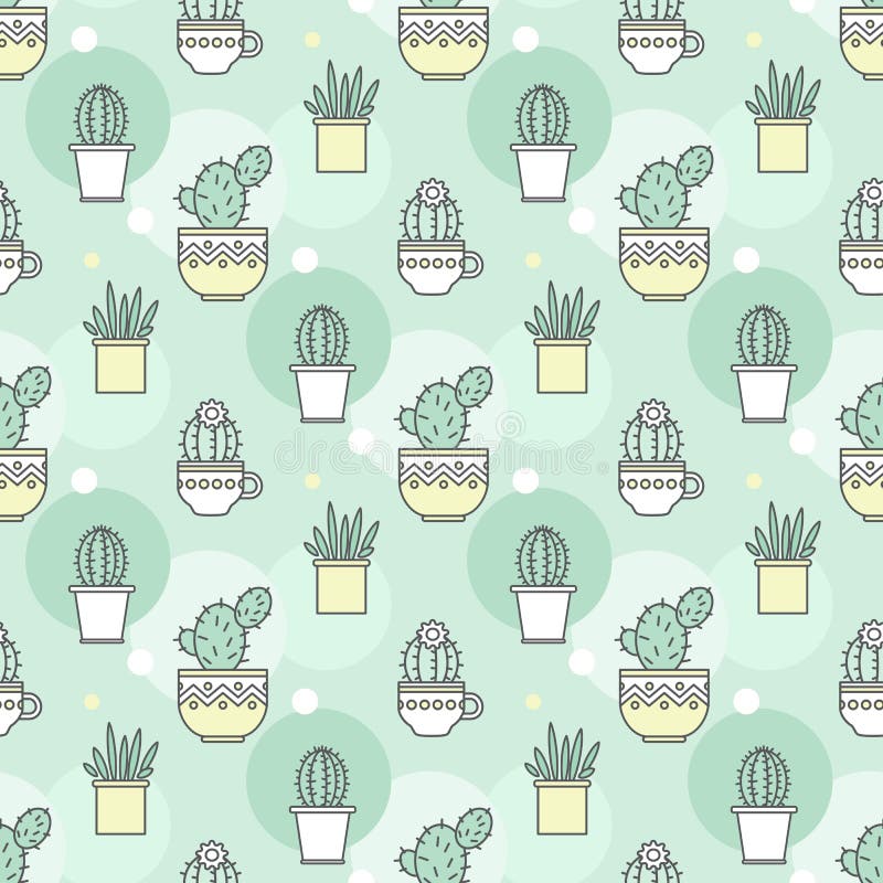 Patroon van cactussen Lineaire illustratie Vector stock illustratie Patroon van cactussen Lineaire illustratie Vector stock illustratie