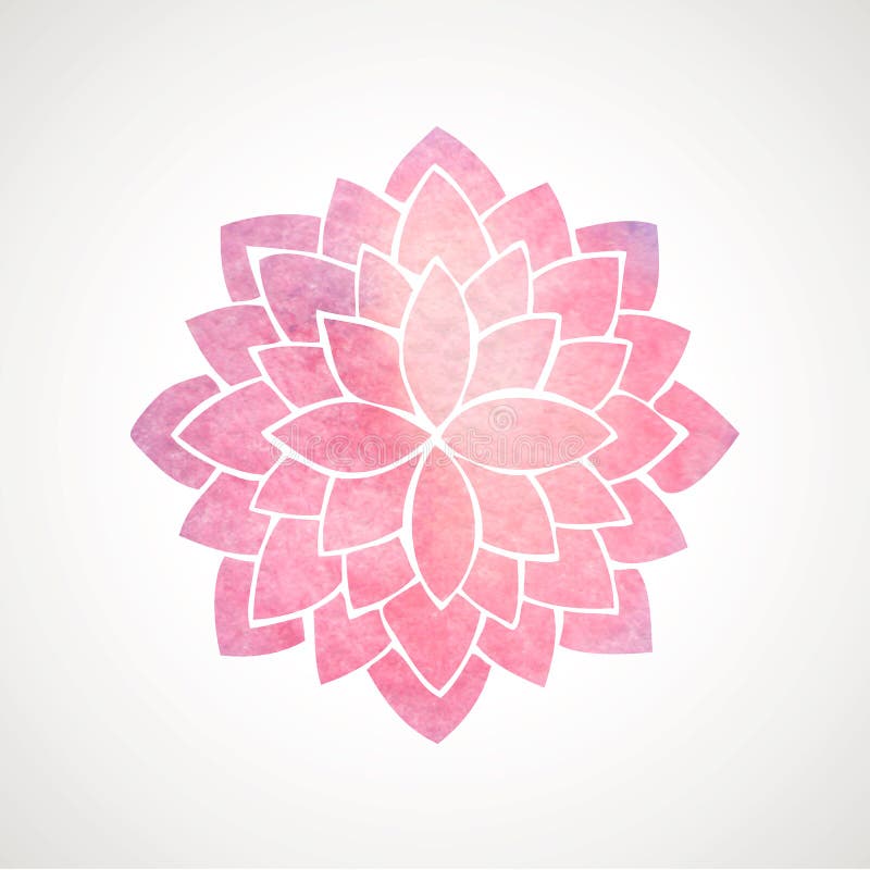Patroon van de waterverf het roze bloem Silhouet van lotusbloem mandala stock illustratie Patroon van de waterverf het roze bloem Silhouet van lotusbloem mandala stock illustratie