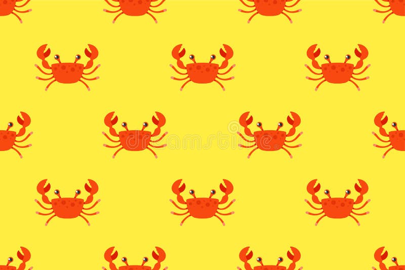 Patroon van krabben op een gele achtergrond Karakterillustratie stock illustratie Patroon van krabben op een gele achtergrond Karakterillustratie stock illustratie