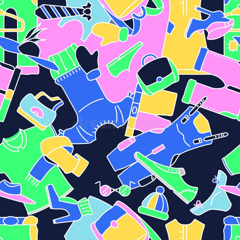 Patroon van verschillende kleding naadloze achtergrondmode. vector stock illustratie