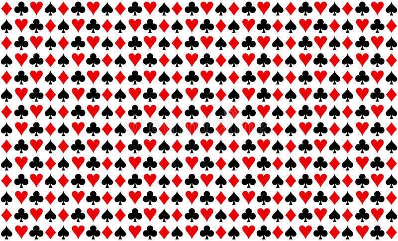 Patroonstructuur die naadloze zwarte rode witte achtergrond herhaalt Game, speelkaarten Behangpapier, textiel Kaarten voor platte