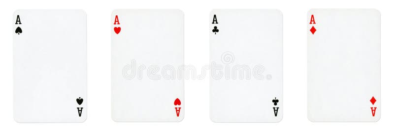 Patru ași de joc cărți de epocă izolate stock photography