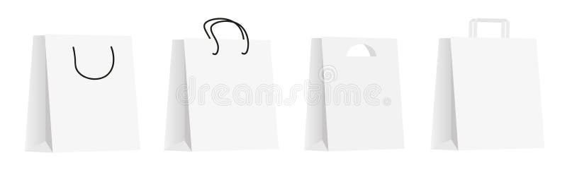 Patru pungi din hârtie albă vector illustration