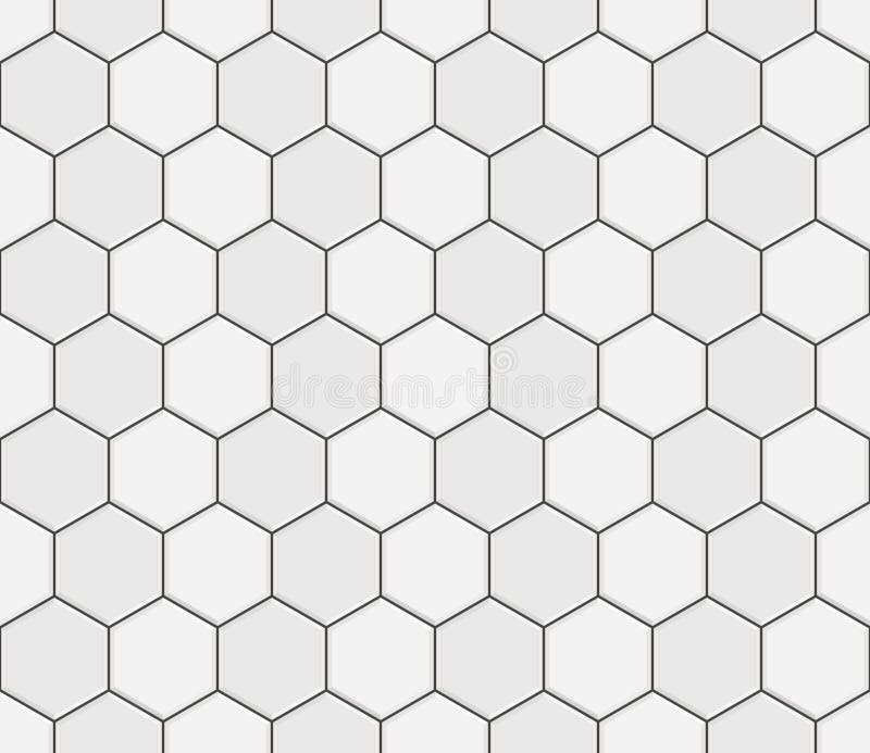 Patrón abstracto sin fisuras, suelo de baldosas de cerámica gris blanca Bloques de pavimento hexagonal concreto Diseño de textura stock de ilustración Patrón abstracto sin fisuras, suelo de baldosas de cerámica gris blanca Bloques de pavimento hexagonal concreto Diseño de textura stock de ilustración