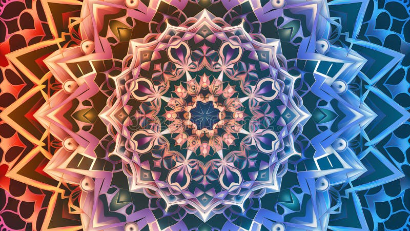 Patrón caleidoscopio abstracto con colores vibrantes ilustración del vector