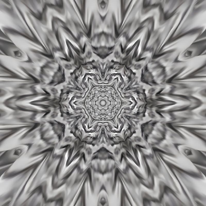 Patrón de caleidoscopio abstracto en blanco y negro que crea un efecto fascinante y simétrico ilustración del vector