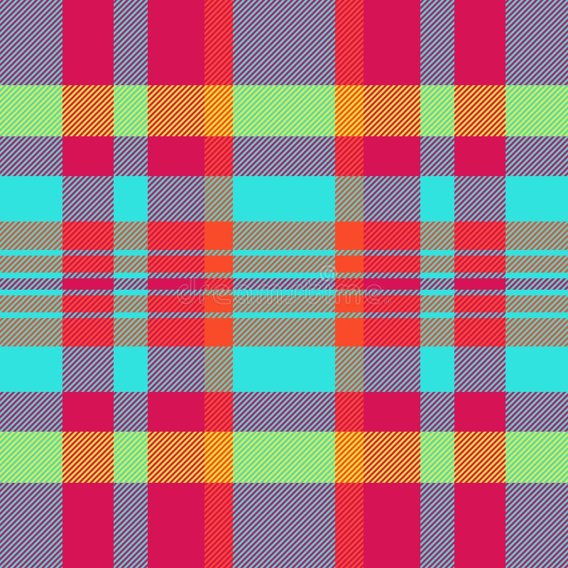 Patrón de control vectorial vívido de tela sin costura. tejido tartán de fondo de textura árabe en colores teñido y rosa ilustración del vector