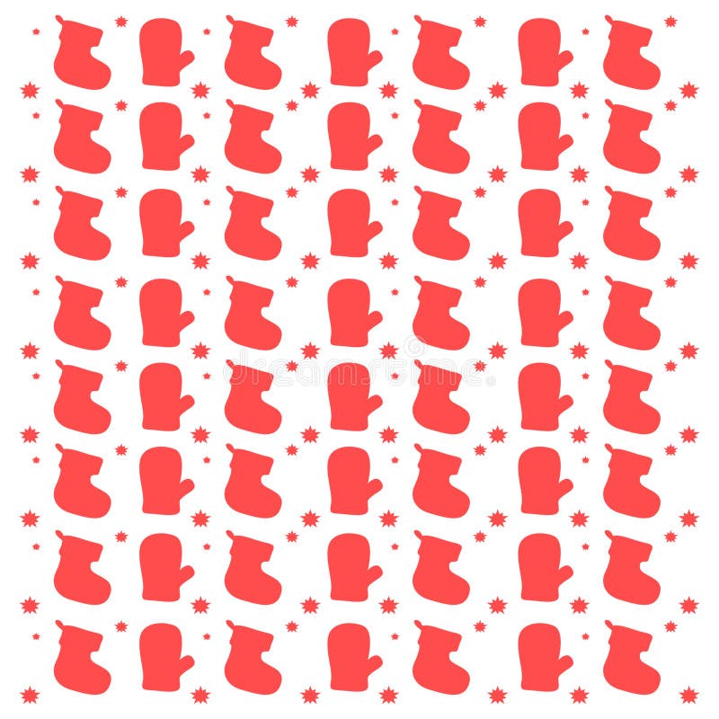 Patrón de navidad de guantes y zapatos rojos. Guantes rojos y zapatos navidad vectorial