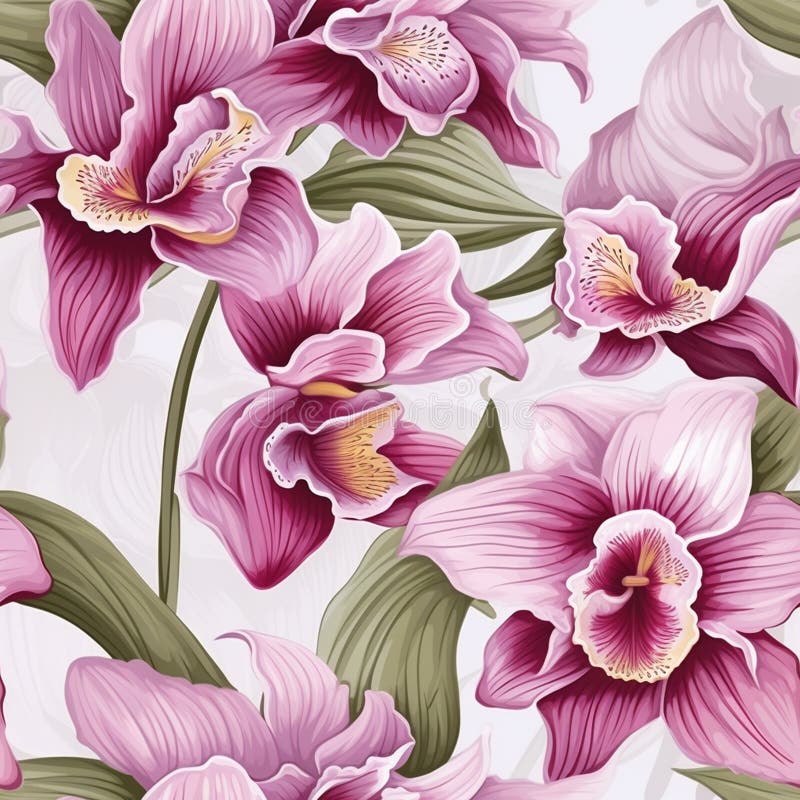 Patrón de orquídea exuberante para el diseño del sitio web stock de ilustración