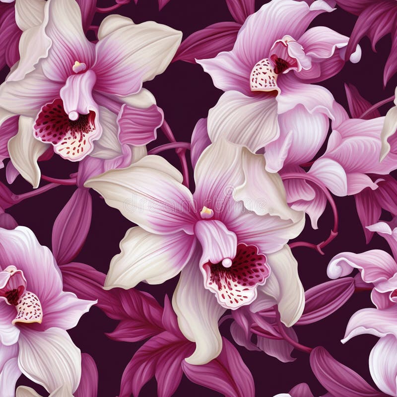 Patrón de orquídea exuberante para el diseño del sitio web ilustración del vector