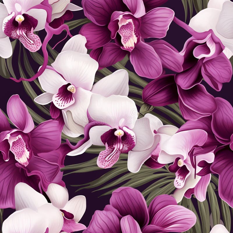 Patrón de orquídea exuberante para los mulos ilustración del vector