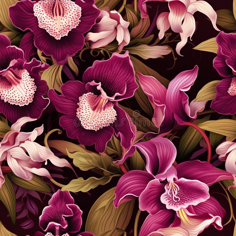 Patrón de orquídea exuberante para los mulos stock de ilustración