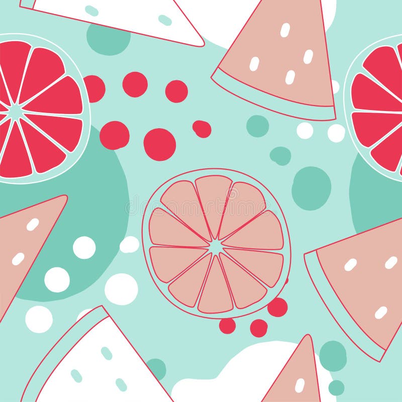 Patrón ininterrumpido con sandía y naranjas en colores de moda libre illustration