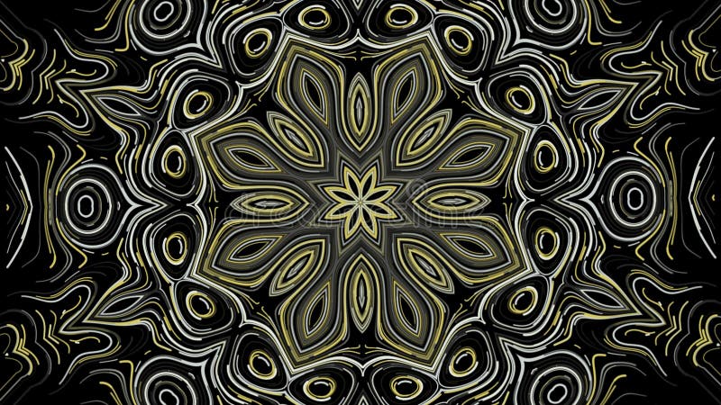 Patrón kaleidoscópico abstracto formado por muchas líneas estrechas de color sobre fondo negro. animación. abstracción floral libre illustration