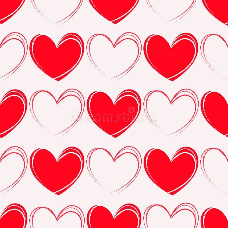 Patrón transparente con corazones rojos. vector. el elemento de decoración se puede utilizar como papel textil de envoltura de inv libre illustration