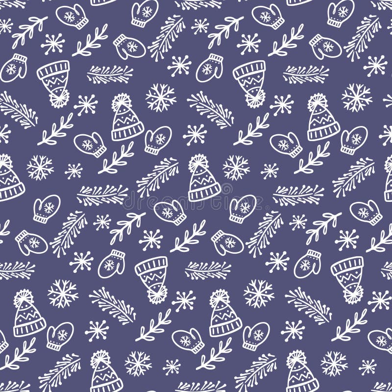 Patrón vectorial sin fisuras dibujado a mano por la tapa de invierno Textura del boceto navideño Buen ejemplo de las vacaciones d ilustración del vector Patrón vectorial sin fisuras dibujado a mano por la tapa de invierno Textura del boceto navideño Buen ejemplo de las vacaciones d ilustración del vector
