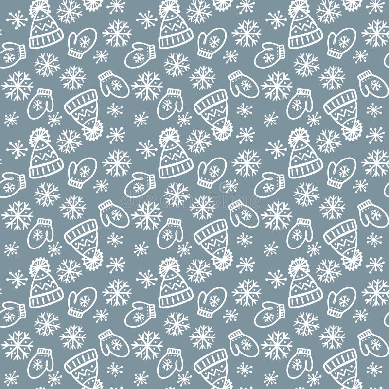 Patrón vectorial sin fisuras dibujado a mano por la tapa de invierno Textura del boceto navideño Buen ejemplo de las vacaciones d stock de ilustración Patrón vectorial sin fisuras dibujado a mano por la tapa de invierno Textura del boceto navideño Buen ejemplo de las vacaciones d stock de ilustración