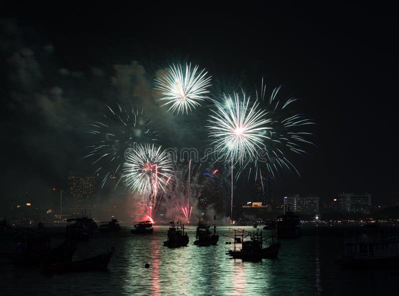 Pattaya International Fireworks Festival Stock Photo Image of light