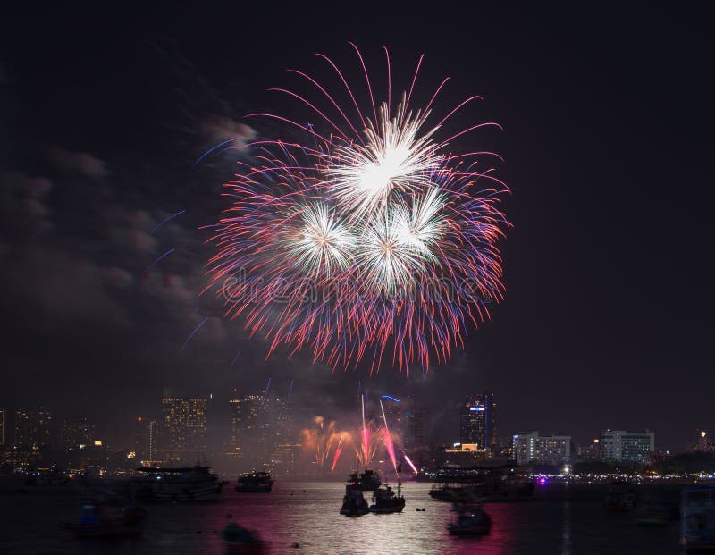 Pattaya International Fireworks Festival Stock Image Image of