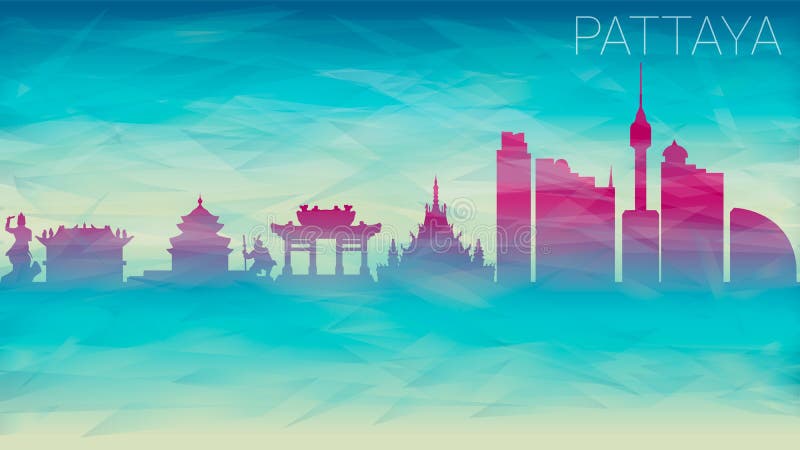 Pattaya taiwan skyline city vector silhouette. brutet glas abstrakt geometrisk dynamisk texturerad. banderollbakgrund. färglös for vektor illustrationer