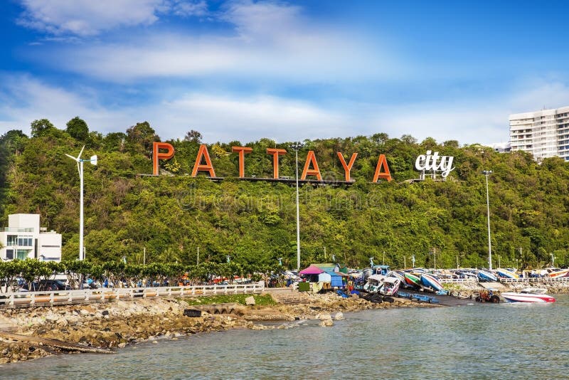 Pattayateken, Pattaya-stad, Thailand royalty-vrije stock fotografie Pattayateken, Pattaya-stad, Thailand royalty-vrije stock fotografie