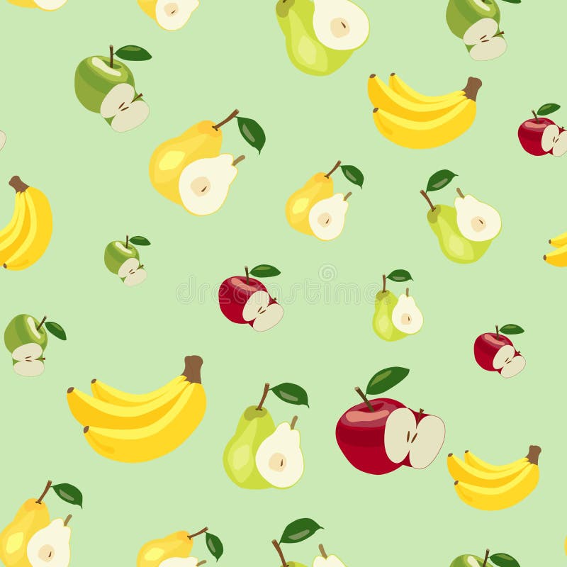 Pattern. Apples, Bananas and Pears Stock Illustration - Illustration of ...