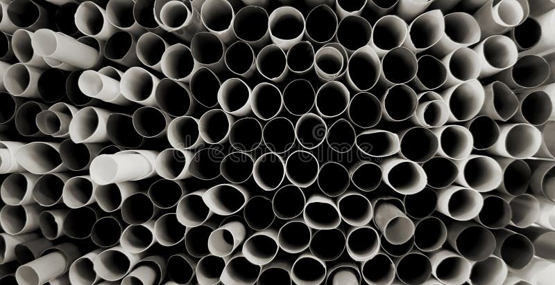 Pattern art of Dark water tube for background black and white tone or monochrome. Abstract of object wallpaper or wall concept with selective focus.