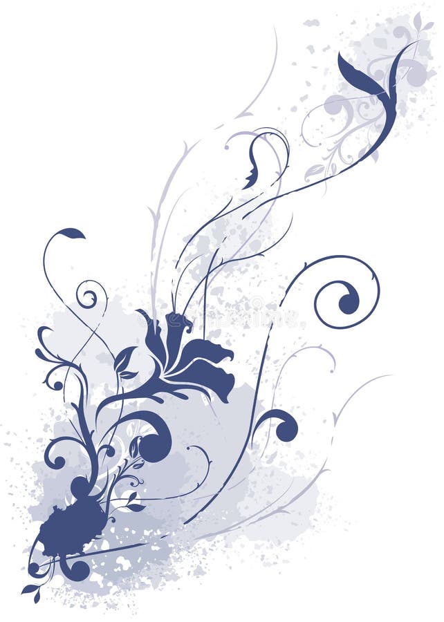 Pattern with blue flower