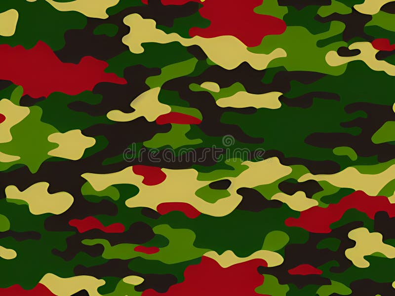 Pattern with Camouflage and Green Grass, Illustration Background Stock