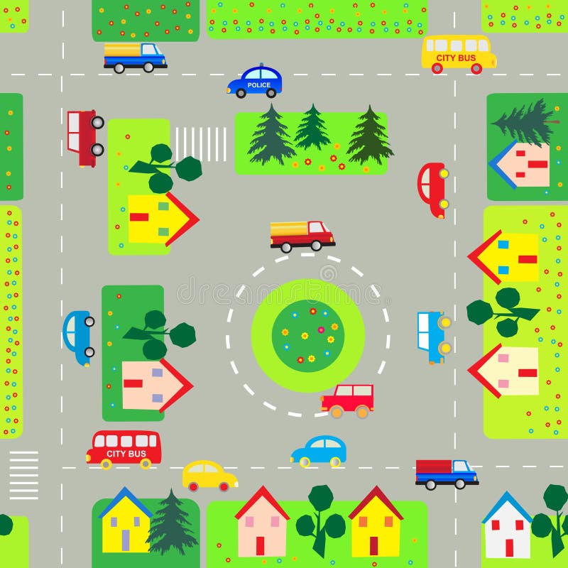 Pattern with cars and streets stock illustration