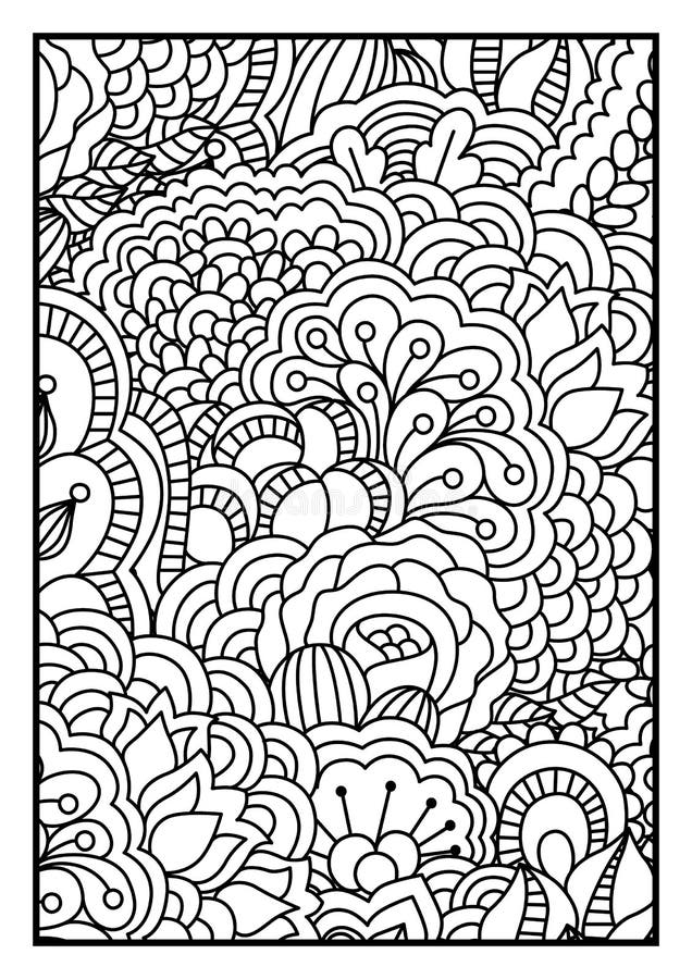 Pattern for Coloring Book. Black and White Background with Floral, Ethnic,  Hand Drawn Elements for Design Stock Vector - Illustration of  inspirational, book: 59318815