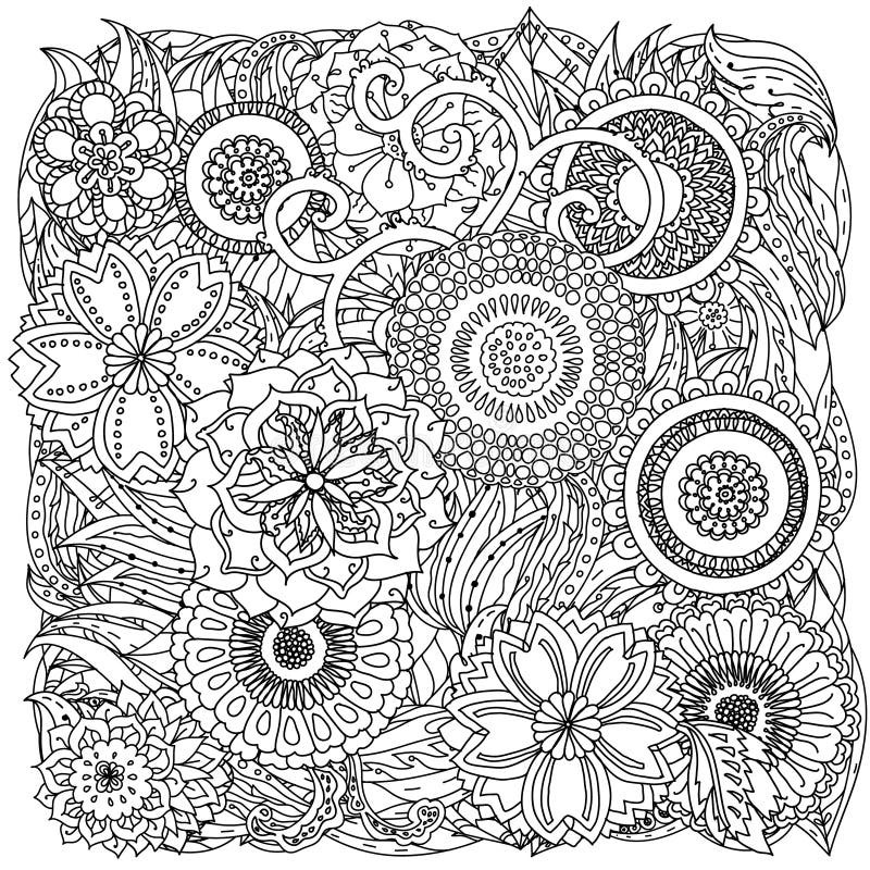 Zentangle Frame with Flower in Doodle. Hand Drawn Stock Vector ...