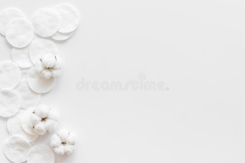 Download Pattern Of Cosmetic Cotton Pads And Flower On White Background Top View Mockup Stock Image ...