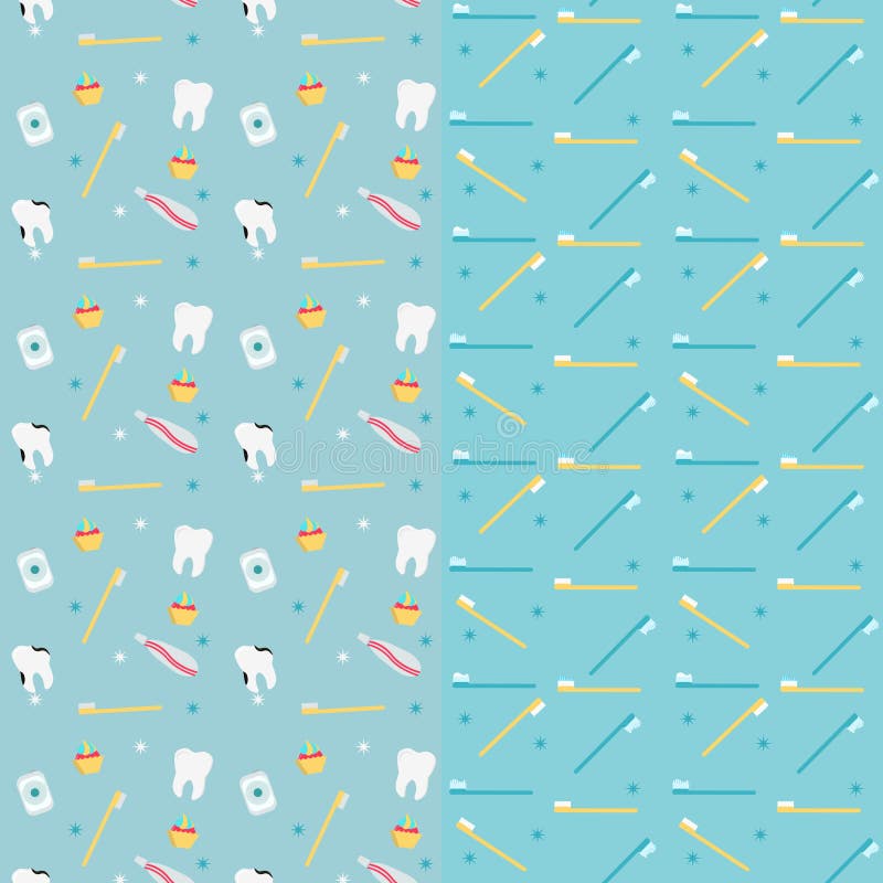 Dental Health Vector Pattern. Tooth Care Elements Background. Stock ...